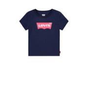 Levi's Kids T-shirt BATWING met logo donkerblauw/roze Meisjes Katoen R...