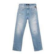 REPLAY slim fit jeans light blue denim Blauw Effen - 104