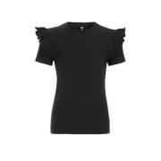 WE Fashion T-shirt black uni Zwart Meisjes Stretchkatoen Ronde hals Ef...