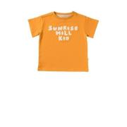 Your Wishes T-shirt Paul met tekst oranjebruin Jongens Stretchkatoen R...