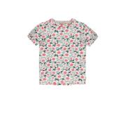 Moodstreet gebloemd T-shirt mintgroen/roze/offwhite Meisjes Stretchkat...
