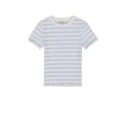 Garcia gestreept T-shirt wit/blauw Meisjes Stretchkatoen Ronde hals St...