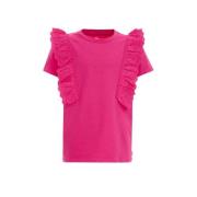 WE Fashion top roze Meisjes Katoen Ronde hals Effen - 92