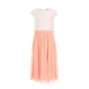 WE Fashion maxi jurk roze Meisjes Polyester Ronde hals Effen - 98/104