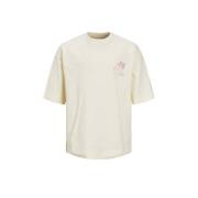 JACK & JONES JUNIOR T-shirt JORFARO met backprint ecru/roze Jongens Ka...