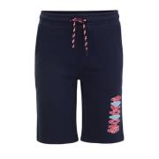 WE Fashion slim fit sweatshort met printopdruk donkerblauw Printopdruk...