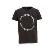 anytime T-shirt met tekstopdruk donkergrijs Jongens Katoen Ronde hals ...