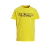 anytime T-shirt met tekstopdruk geel Jongens Katoen Ronde hals Tekst -...