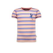 B.Nosy gestreept T-shirt Phebe roze/blauw/wit Meisjes Stretchkatoen Ro...