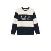 NAME IT KIDS gestreepte sweater NKMFUNGI donkerblauw/offwhite Streep -...