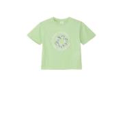 s.Oliver T-shirt met printopdruk groen Meisjes Katoen Ronde hals Print...