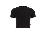 WE Fashion T-shirt zwart Meisjes Katoen Ronde hals Effen - 158/164