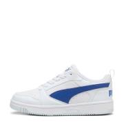 Puma Rebound V6 Lo sneakers wit/blauw Jongens/Meisjes Imitatieleer Mee...