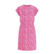 WE Fashion jurk met paisleyprint roze/wit Meisjes Stretchkatoen Ronde ...