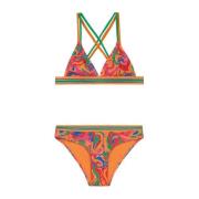 Shiwi triangel bikini Luna oranje/groen Meisjes Polyester All over pri...