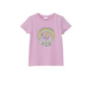 s.Oliver T-shirt met printopdruk roze Meisjes Katoen Ronde hals Printo...