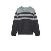 Mango Kids gestreepte trui grijs Jongens Katoen Ronde hals Streep - 11...