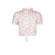 B.Nosy blouse met all over print en ruches wit/fluor roze Meisjes Kato...