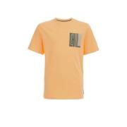 WE Fashion T-shirt met printopdruk abricot Oranje Jongens Katoen Ronde...