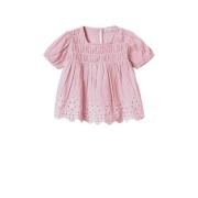 NAME IT MINI gestreepte top NMFFESINNE roze Blouse Meisjes Katoen Rond...