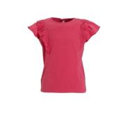 anytime T-shirt met broderie roze Top Meisjes Katoen Ronde hals Effen ...