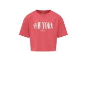 KIDS ONLY GIRL T-shirt KOGOLIVIA met tekst koraalroze Meisjes Katoen R...