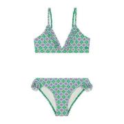 Shiwi triangel bikini Blake met ruches groen/paars/wit Meisjes Gerecyc...