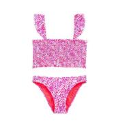 WE Fashion crop bikini met smock roze/paars Meisjes Gerecycled polyami...