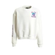 BLACK BANANAS sweater JR. VIBES met printopdruk wit/blauw/roze Printop...