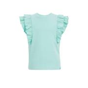 WE Fashion T-shirt aquablauw Meisjes Stretchkatoen Ronde hals Effen - ...