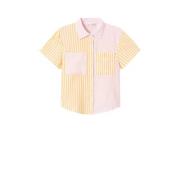 NAME IT KIDS gestreepte blouse NKFHISTRIPE roze/geel Meisjes Katoen Kl...