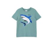 s.Oliver T-shirt met printopdruk petrol Blauw Jongens Katoen Ronde hal...