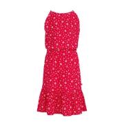 WE Fashion gebloemde halter jurk rood/wit Bloemen - 98/104