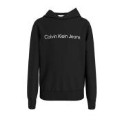 Calvin Klein hoodie Terry met logo zwart Sweater Jongens Katoen Capuch...