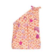 Shoeby one shoulder top met all over print oranje/roze/wit All over pr...