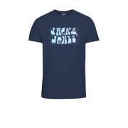 JACK & JONES JUNIOR T-shirt JCOFLOWER met printopdruk donkerblauw Jong...
