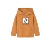 NAME IT MINI hoodie NMMKONRAD met printopdruk en 3D applicatie karamel...