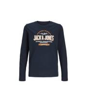 JACK & JONES JUNIOR longsleeve JJELOGO met logo wit Blauw Jongens Kato...