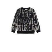 NAME IT KIDS sweater NKMKUJULLE met all over print zwart/grijs All ove...
