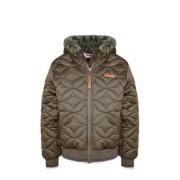 NONO gewatteerde winterjas Bestie van polyester 300 army green Groen E...