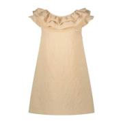 Le Chic A-lijn jurk SALUCA beige Meisjes Viscose Boothals Effen - 128