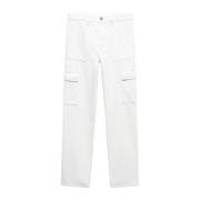 Mango Kids straight fit jeans wit Meisjes Katoen Effen - 152(XXS)