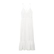 Mango Kids gehaakte maxi jurk offwhite Wit Meisjes Katoen V-hals Effen...