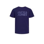 JACK & JONES JUNIOR T-shirt JJECORP met tekst marine Blauw Jongens Kat...