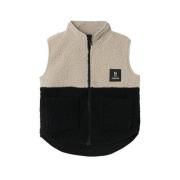 NAME IT KIDS bodywarmer NKMLAKET zwart/beige Jongens Teddy Opstaande k...