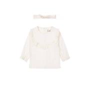 Dirkje blouse + haarband wit Longsleeve Meisjes Katoen Ronde hals Effe...