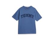 Tommy Hilfiger T-shirt met logo helderrood Jongens Katoen Ronde hals L...