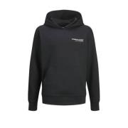 JACK & JONES JUNIOR hoodie JCOAERO met tekst zwart Sweater Tekst - 164