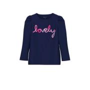 NAME IT MINI longsleeve NMFLONNIA met tekst donkerblauw Meisjes Katoen...