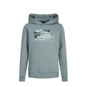 JACK & JONES JUNIOR hoodie met logo grijsblauw Sweater Logo - 176